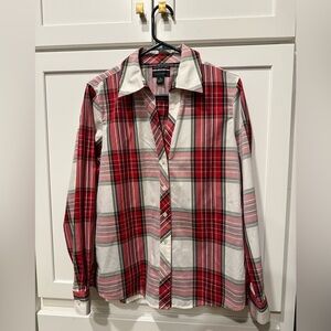 Investments size 12 Red Plaid Button-Up Shirt
